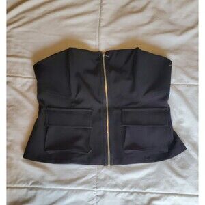 Like An Angel Womens Corset Top Black Size Large NWT Front Pockets And Zipper